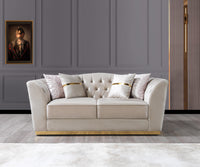 Milena Ivory Velvet Loveseat 73