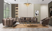 Santana Coffee Velvet Sofa & Loveseat