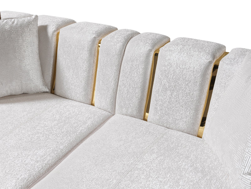 Michelle Ivory Velvet 2-Piece Curved 118" Sectional