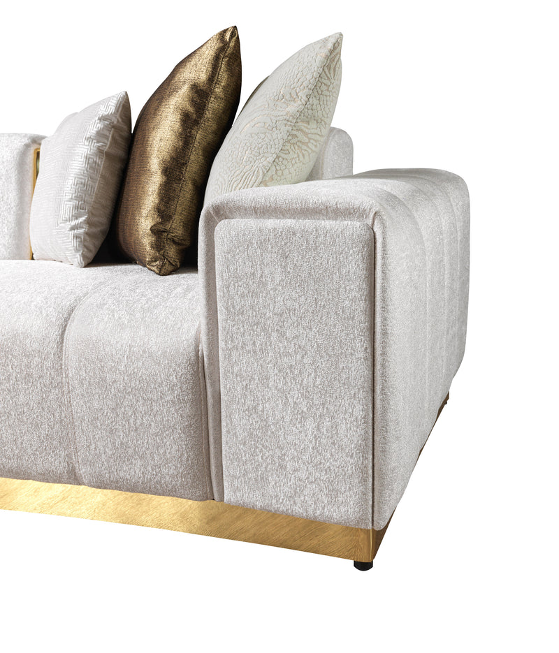Michelle Ivory Velvet 2-Piece Curved 118" Sectional