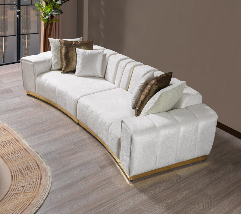 Michelle Ivory Velvet 2-Piece Curved 118" Sectional