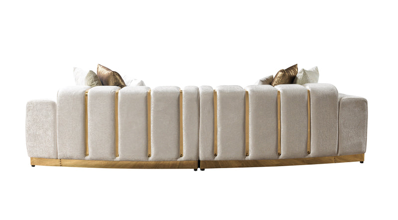 Michelle Ivory Velvet 2-Piece Curved 118" Sectional