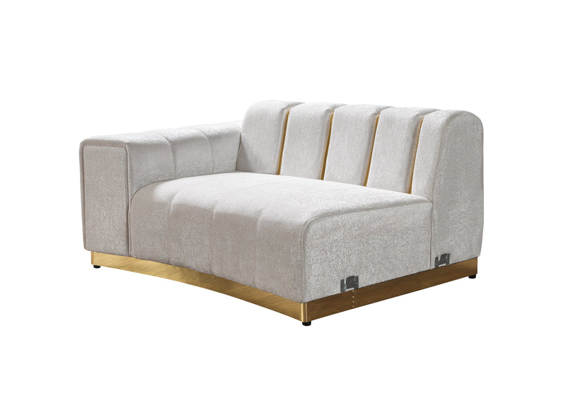 Michelle Ivory Velvet 2-Piece Curved 118" Sectional