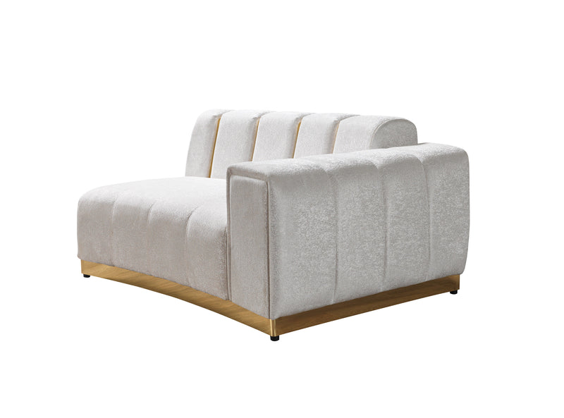 Michelle Ivory Velvet 2-Piece Curved 118" Sectional