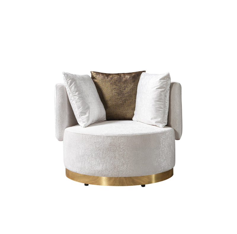 Michelle Ivory Velvet 2-Piece Curved 118" Sectional