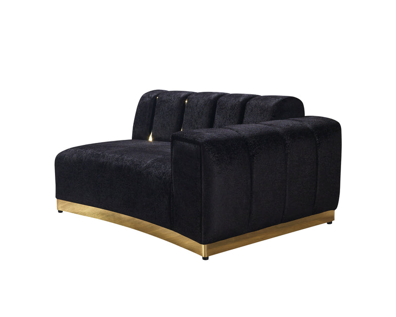 Michelle Black Velvet 2-Piece Curved 118" Sectional