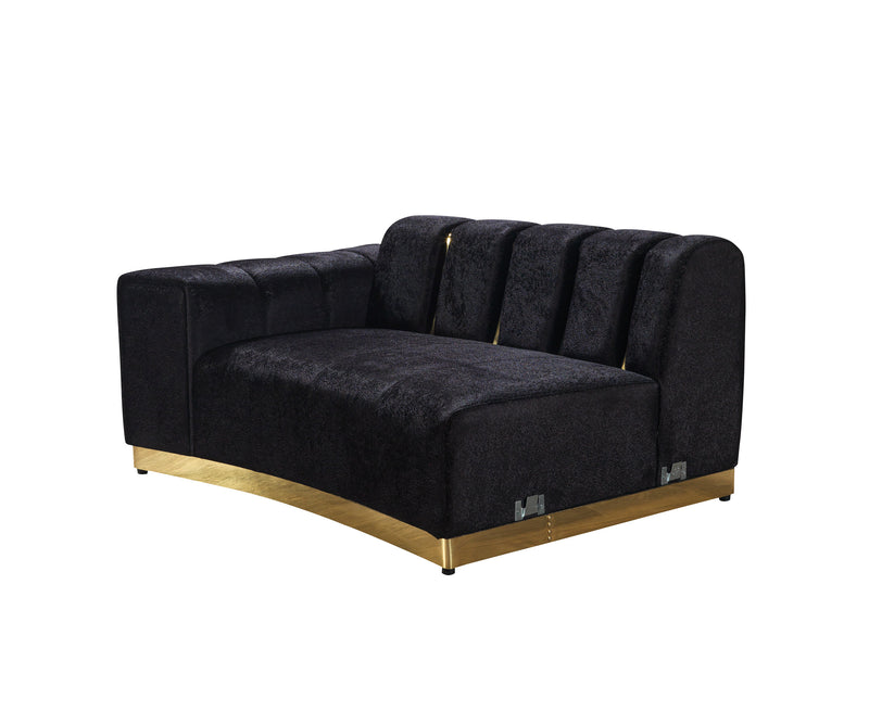 Michelle Black Velvet 2-Piece Curved 118" Sectional