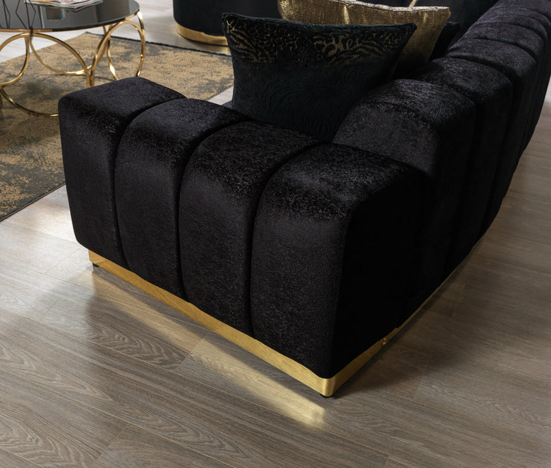 Michelle Black Velvet 2-Piece Curved 118" Sectional
