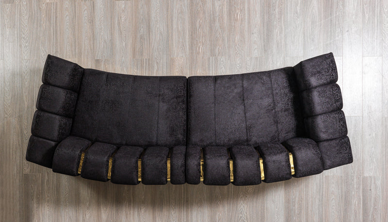 Michelle Black Velvet Curved Sectional