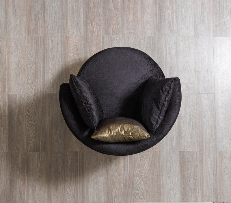 Michelle Black Velvet 2-Piece Curved 118" Sectional