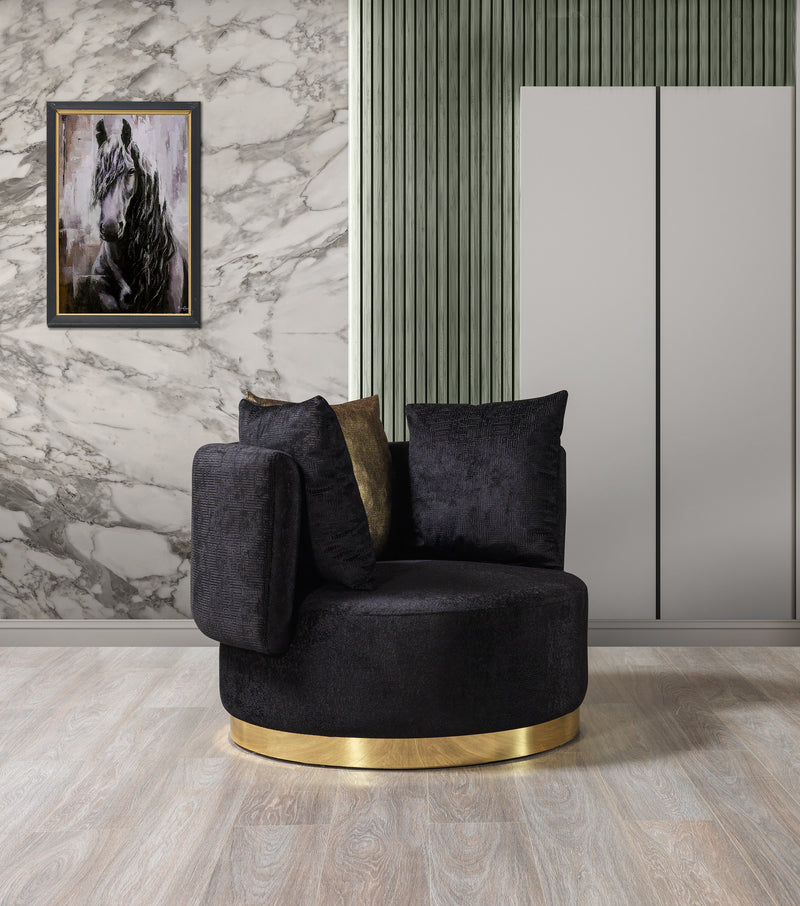 Michelle Black Velvet 2-Piece Curved 118" Sectional
