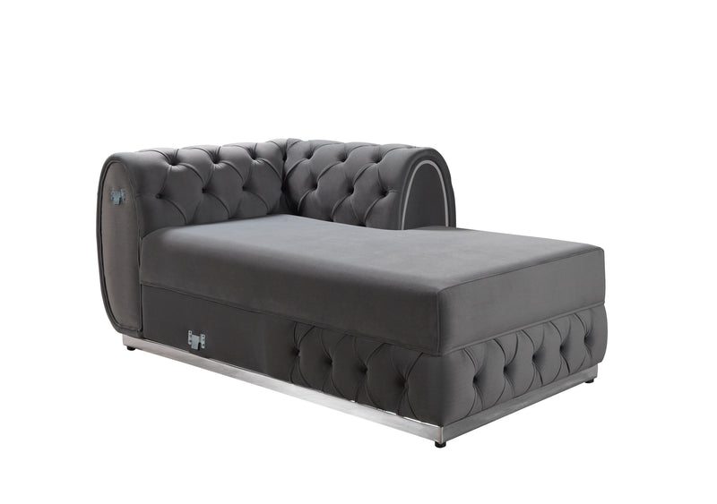 Jessie Gray Velvet  Double Chaise Sectional