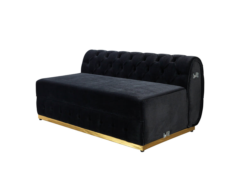 Jessie Black Velvet  Double Chaise Sectional