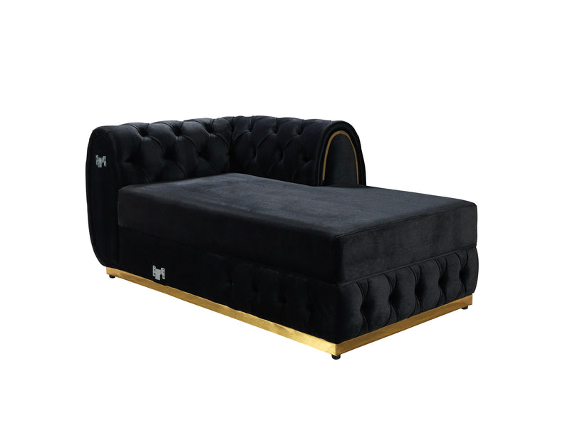 Jessie Black Velvet  Double Chaise Sectional