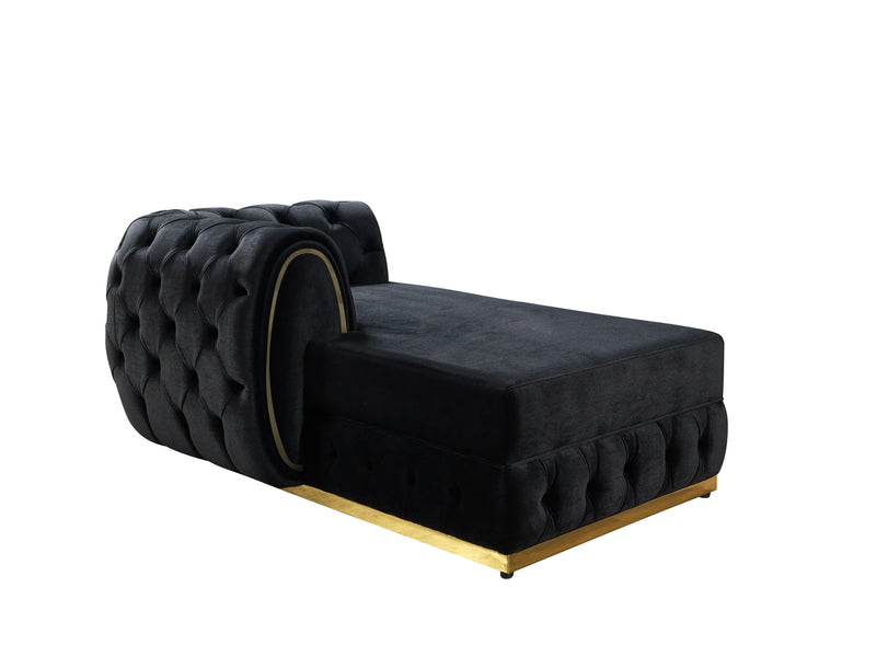 Jessie Black Velvet  Double Chaise Sectional