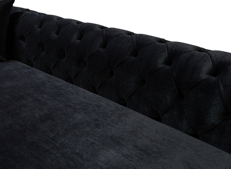 Jessie Black Velvet  Double Chaise 138" Sectional