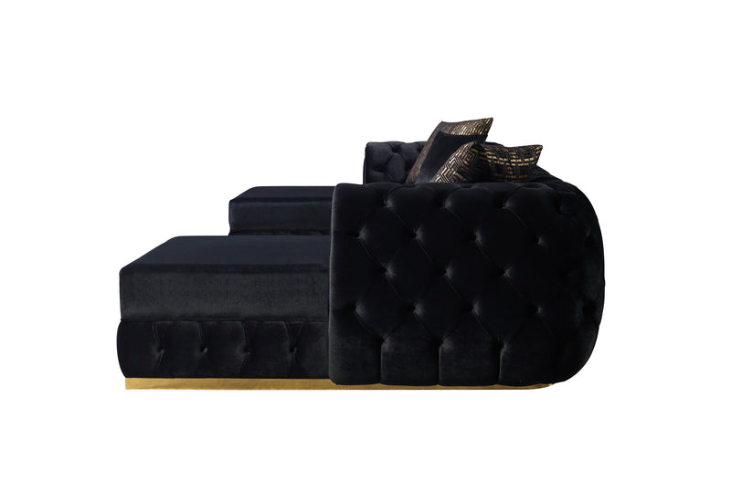 Jessie Black Velvet  Double Chaise Sectional