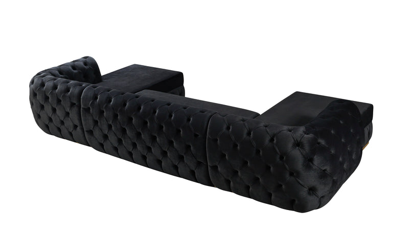 Jessie Black Velvet  Double Chaise Sectional