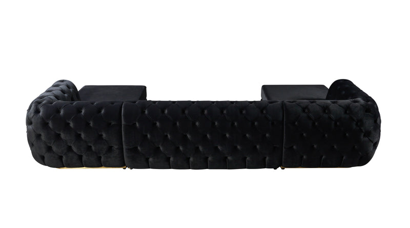 Jessie Black Velvet  Double Chaise Sectional