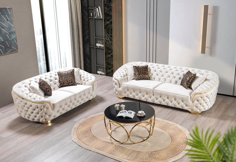 Lupino Ivory Velvet Sofa & Loveseat