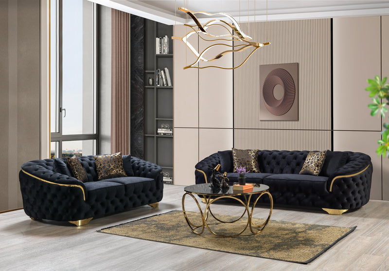 Lupino Black Velvet Sofa 98" & Loveseat 79" – Nova Furniture
