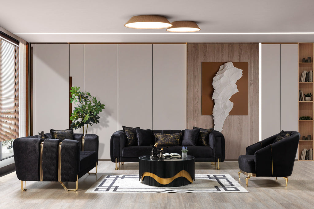 Santana Black Velvet Sofa 89" & Loveseat 69" – Nova Furniture