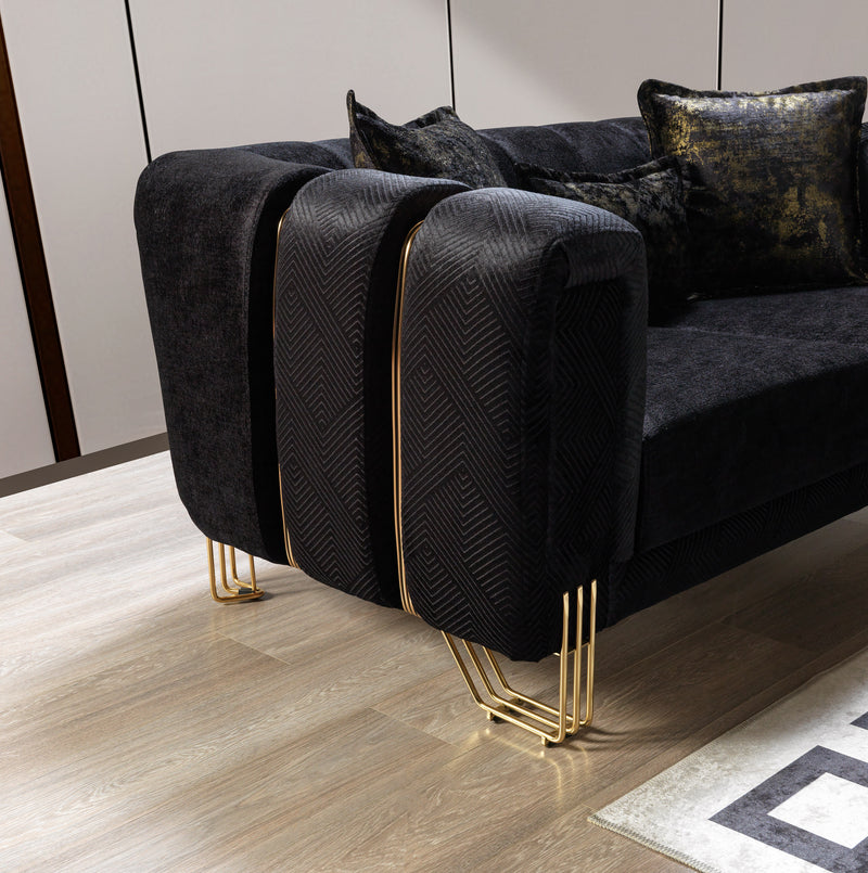 Santana Black Velvet Loveseat