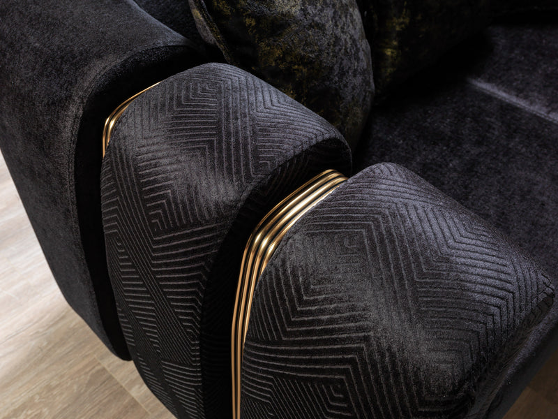 Santana Black Velvet Loveseat