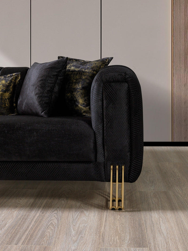 Santana Black Velvet Sofa