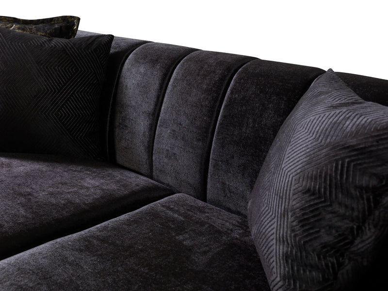 Santana Black Velvet Sofa