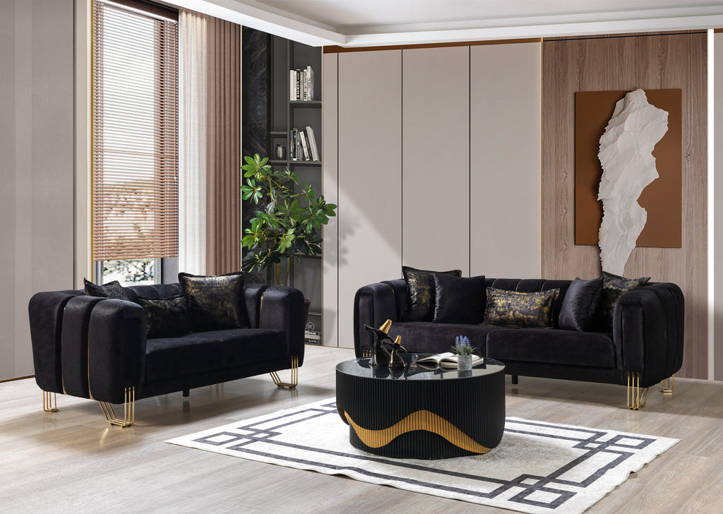 Santana Black Velvet Sofa 89" & Loveseat 69" – Nova Furniture
