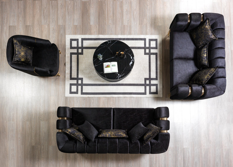 Santana Black Velvet Loveseat