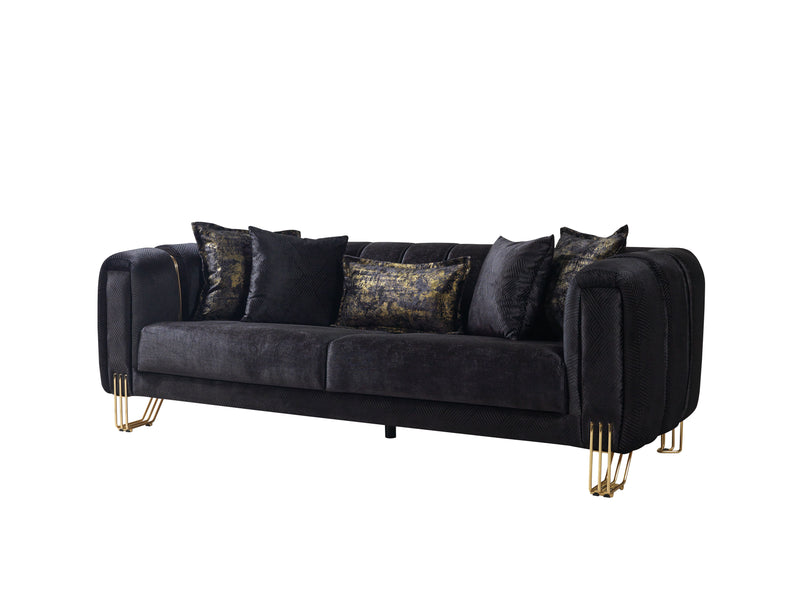 Santana Black Velvet Sofa