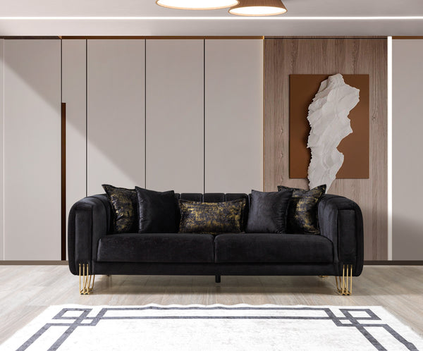 Santana Black Velvet Sofa