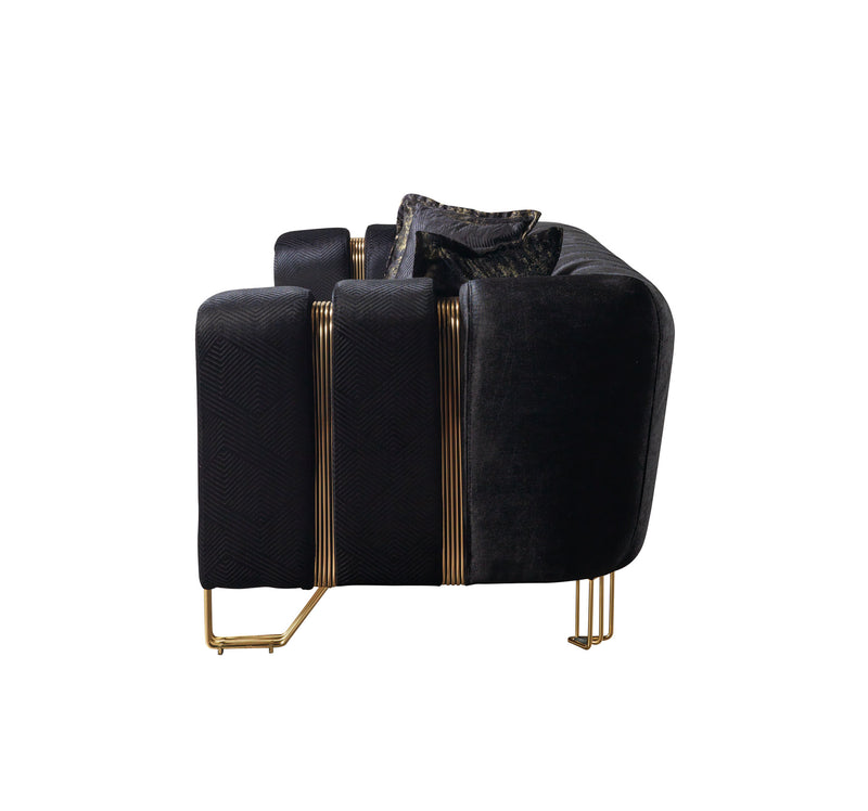 Santana Black Velvet Loveseat