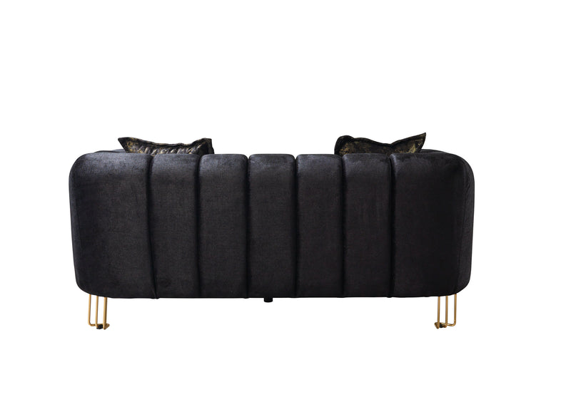 Santana Black Velvet Loveseat