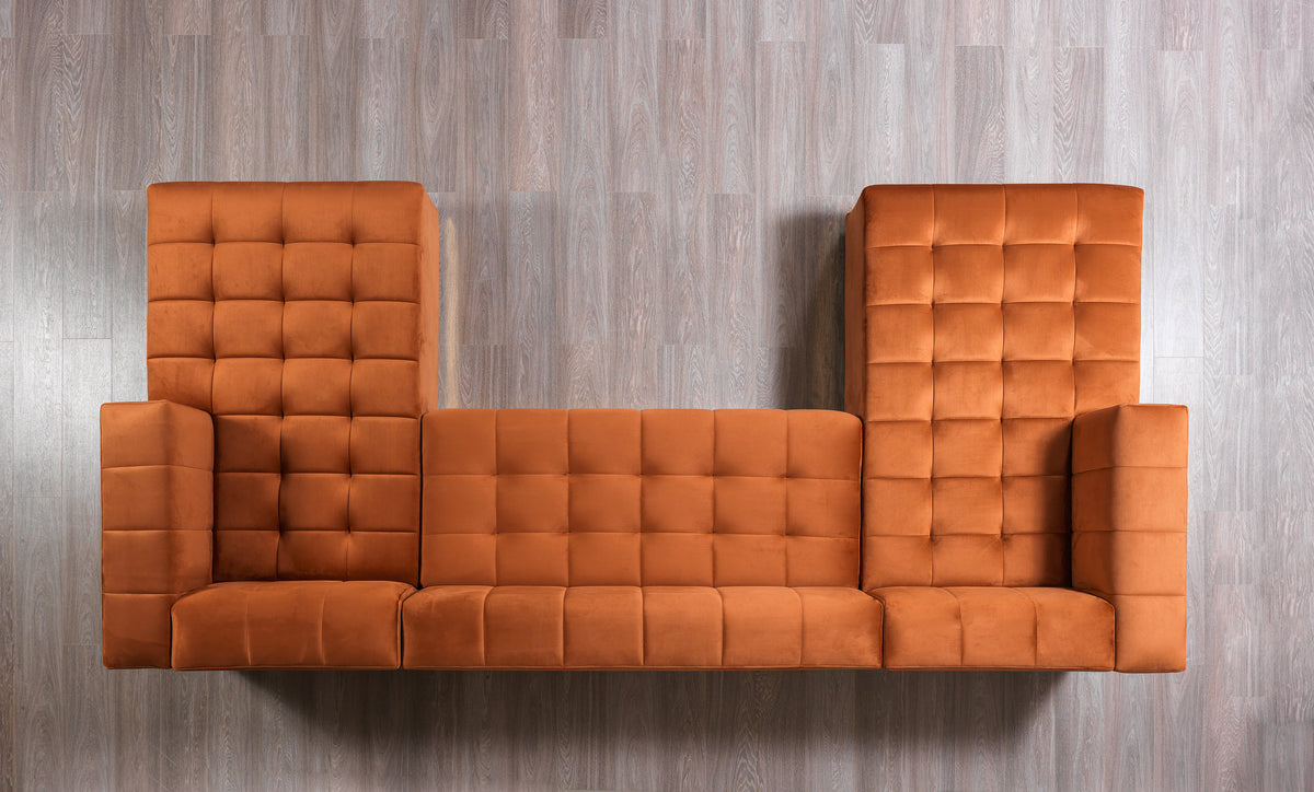 Elisha Orange Velvet Double Chaise 130" Sectional [ETA: 10/10]