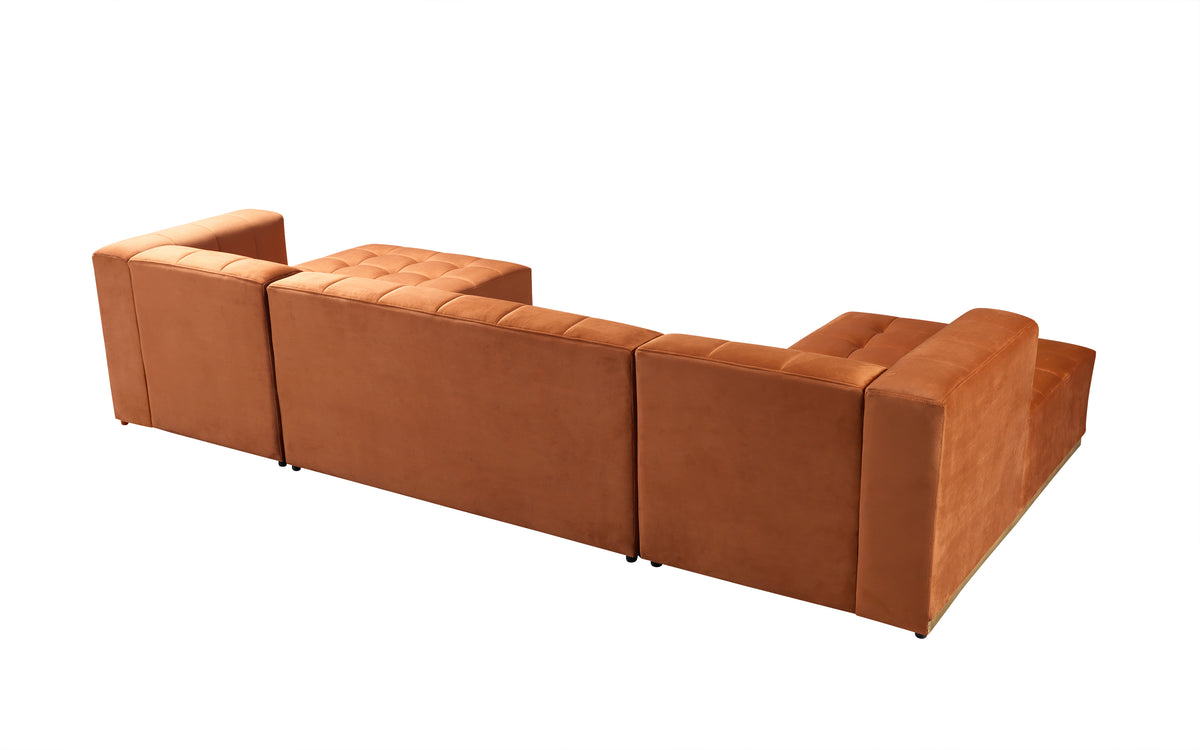 Elisha Orange Velvet Double Chaise 130" Sectional [ETA: 10/10]