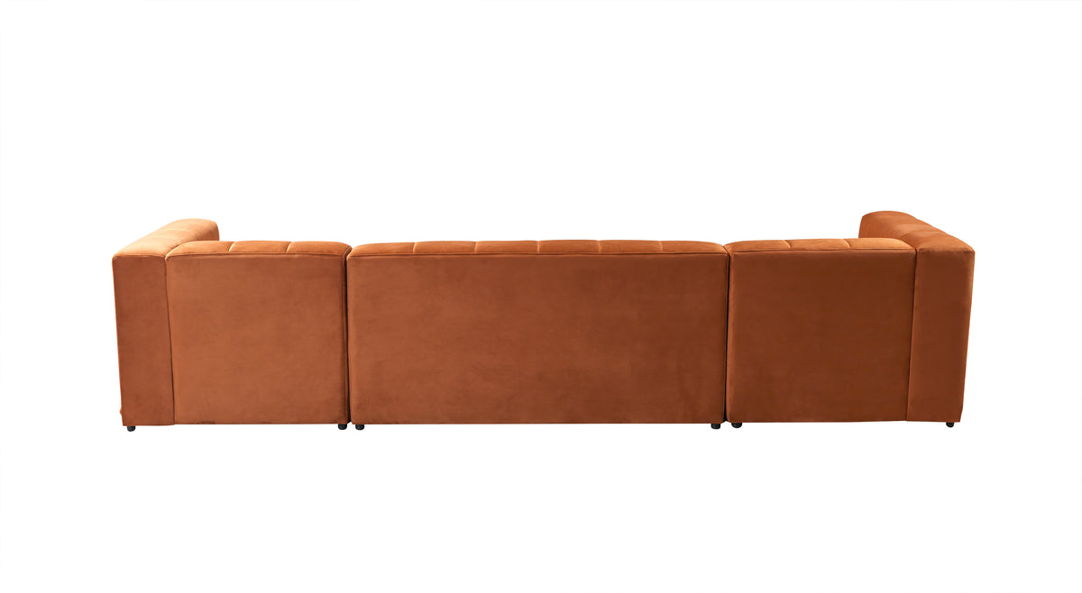 Elisha Orange Velvet Double Chaise 130" Sectional [ETA: 10/10]