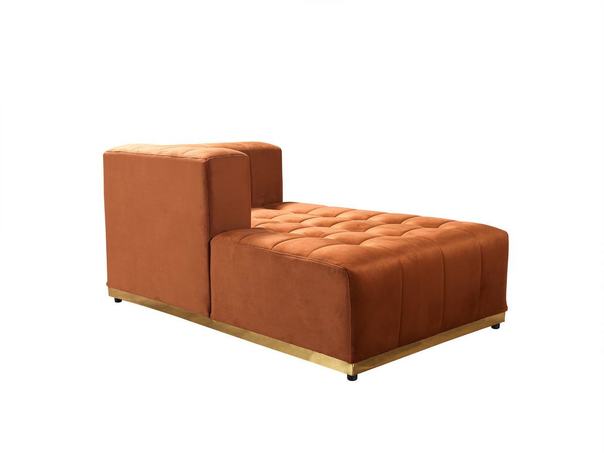 Elisha Orange Velvet Double Chaise 130" Sectional [ETA: 10/10]