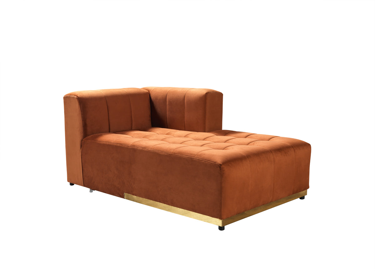 Elisha Orange Velvet Double Chaise 130" Sectional [ETA: 10/10]