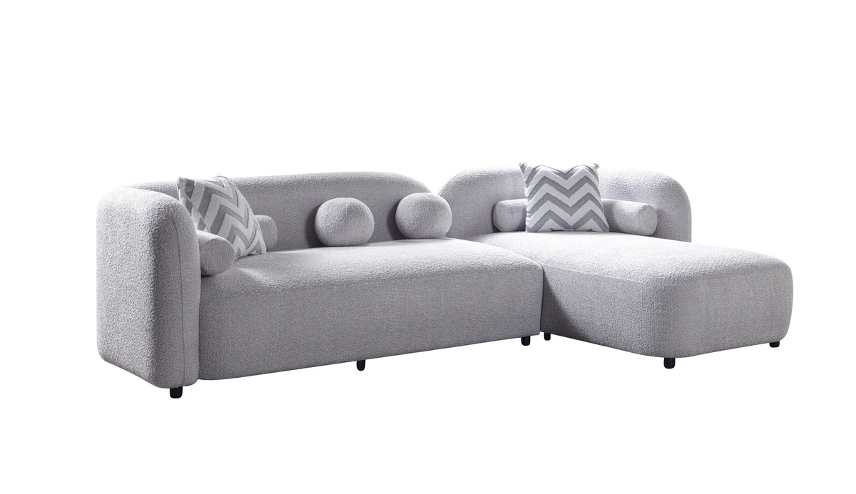 Liva Gray Boucle RAF 110" Sectional