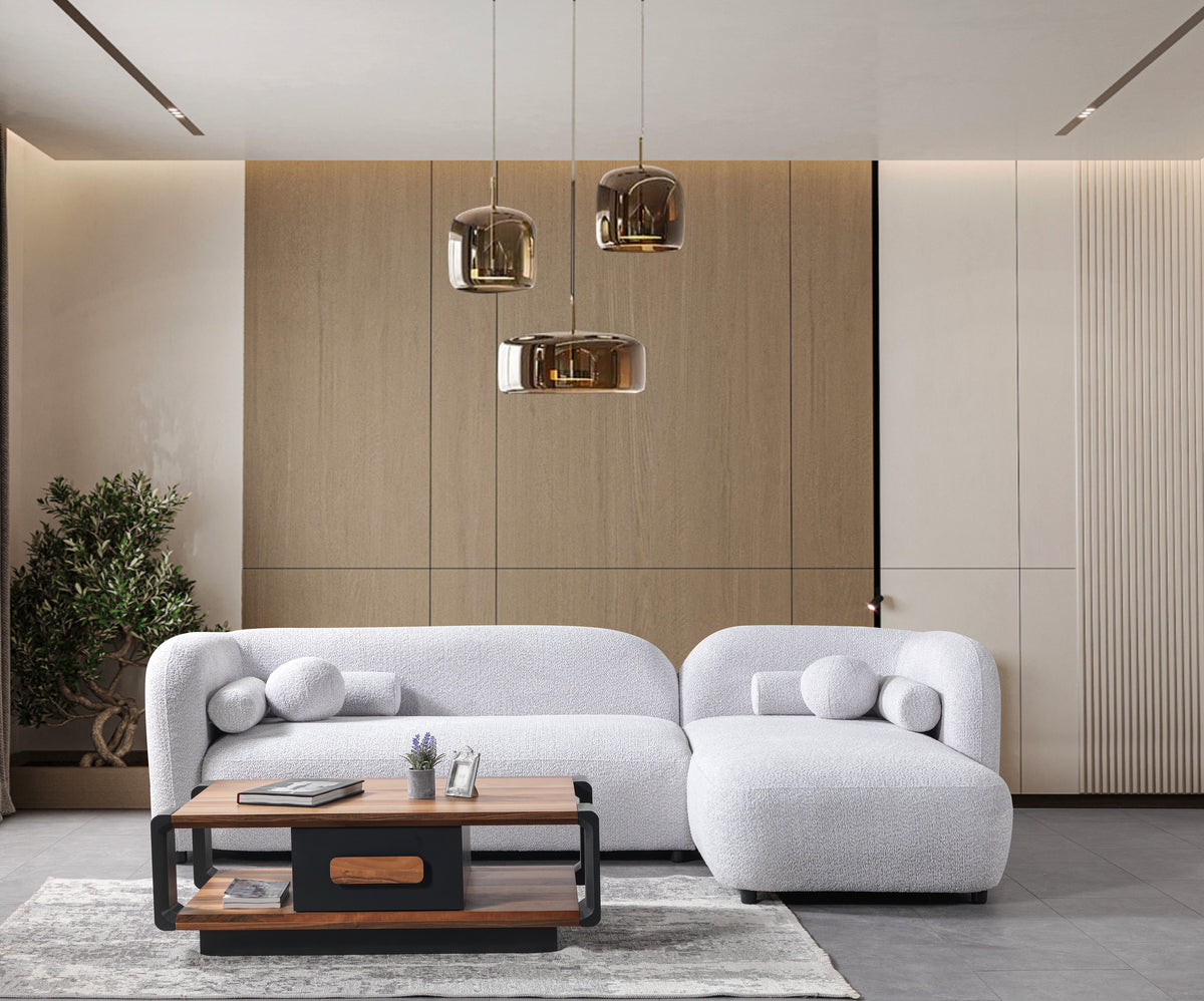Liva Gray Boucle RAF 110" Sectional