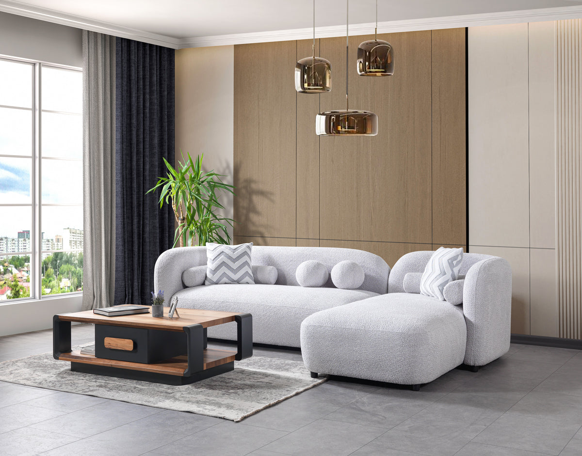 Liva Gray Boucle RAF 110" Sectional