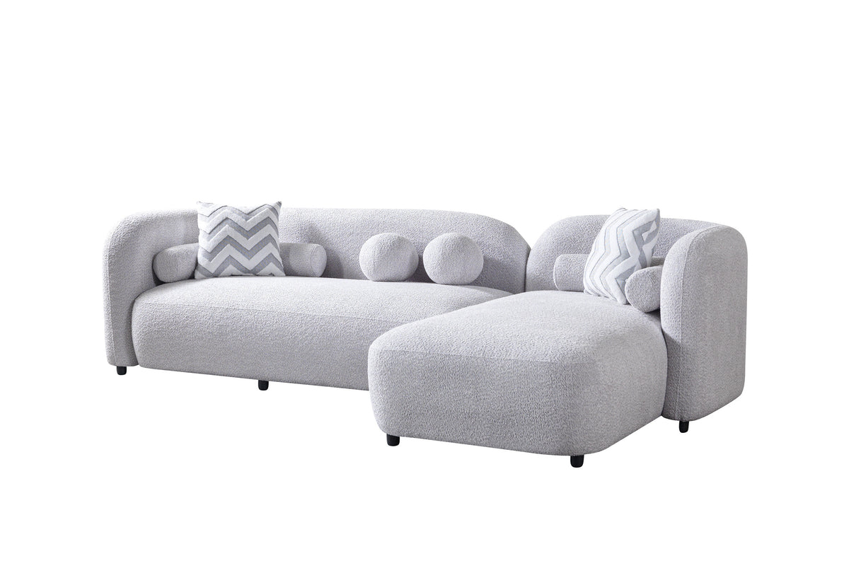 Liva Gray Boucle RAF 110" Sectional