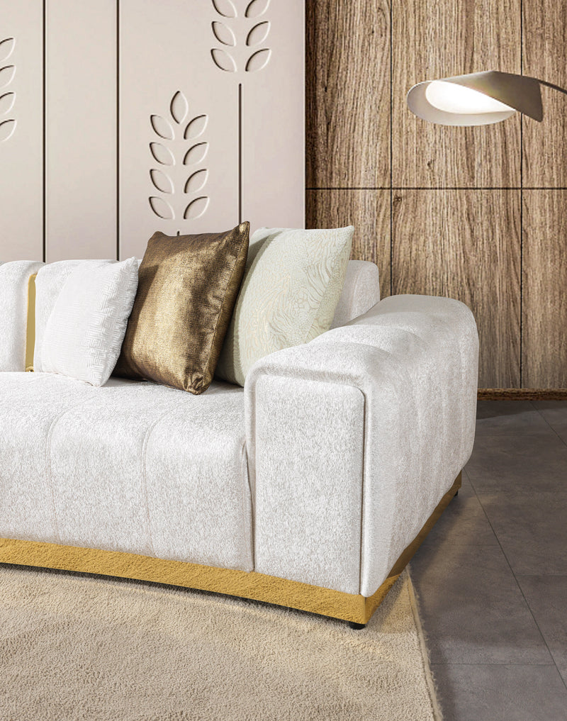 Michelle Ivory Velvet 3-Piece Curved 165" Sectional