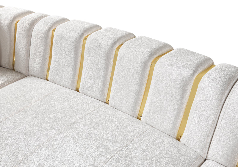 Michelle Ivory Velvet 3-Piece Curved 165" Sectional