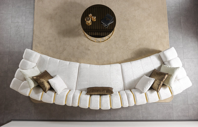 Michelle Ivory Velvet 3-Piece Curved 165" Sectional