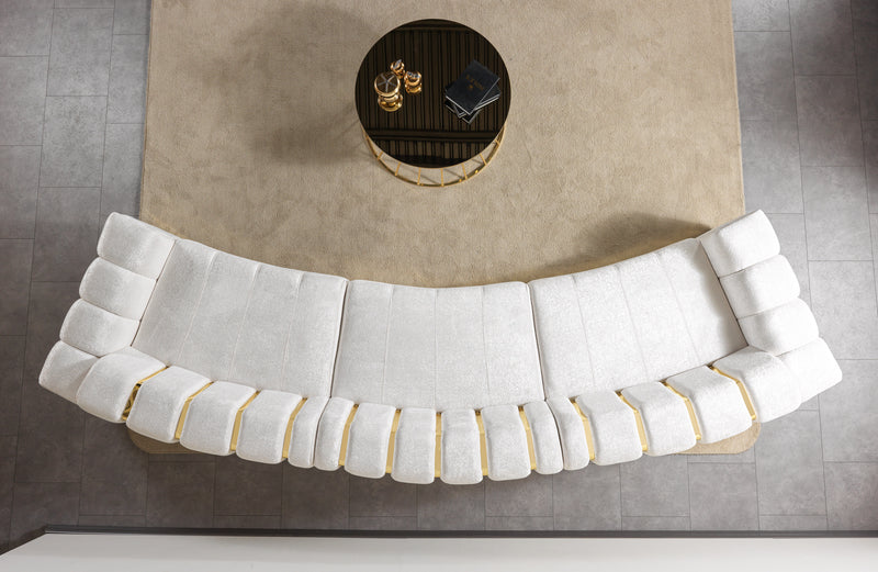 Michelle Ivory Velvet 3-Piece Curved 165" Sectional