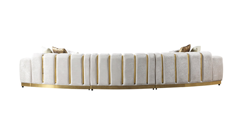 Michelle Ivory Velvet 3-Piece Curved 165" Sectional
